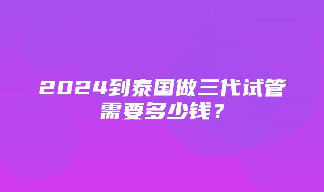 2024到泰国做三代试管需要多少钱？