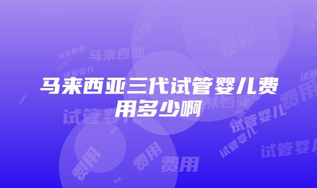 马来西亚三代试管婴儿费用多少啊