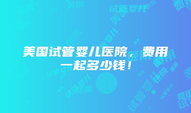 美国试管婴儿医院，费用一起多少钱！