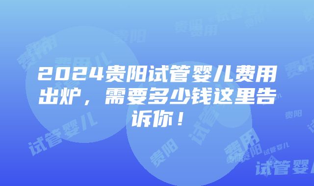 2024贵阳试管婴儿费用出炉，需要多少钱这里告诉你！