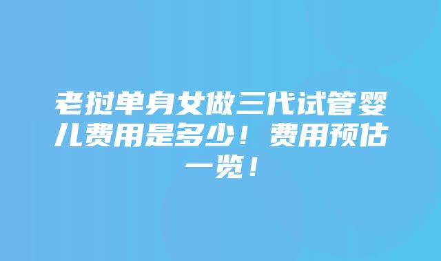 老挝单身女做三代试管婴儿费用是多少！费用预估一览！