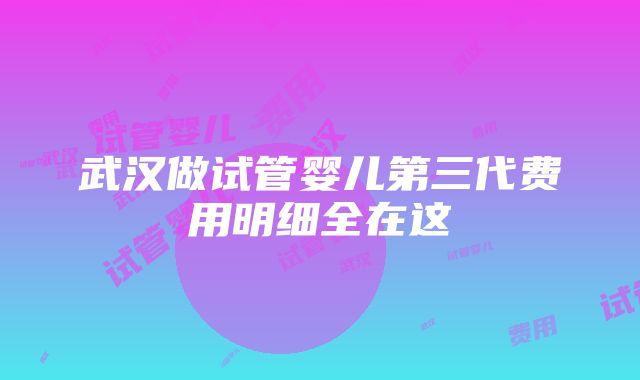 武汉做试管婴儿第三代费用明细全在这