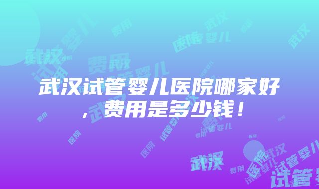 武汉试管婴儿医院哪家好，费用是多少钱！