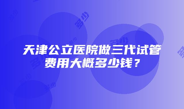 天津公立医院做三代试管费用大概多少钱？