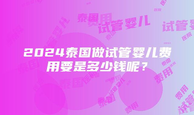 2024泰国做试管婴儿费用要是多少钱呢？