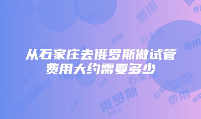 从石家庄去俄罗斯做试管费用大约需要多少