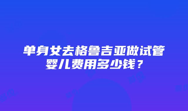 单身女去格鲁吉亚做试管婴儿费用多少钱？