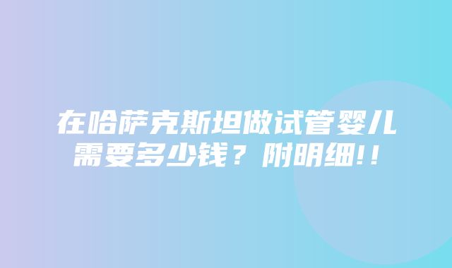 在哈萨克斯坦做试管婴儿需要多少钱？附明细!！