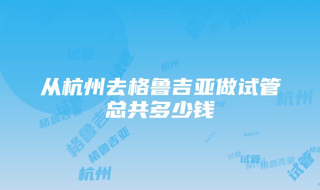 从杭州去格鲁吉亚做试管总共多少钱