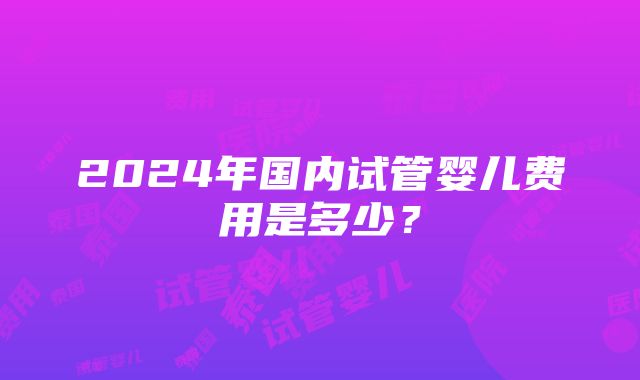 2024年国内试管婴儿费用是多少？