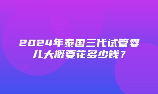 2024年泰国三代试管婴儿大概要花多少钱？