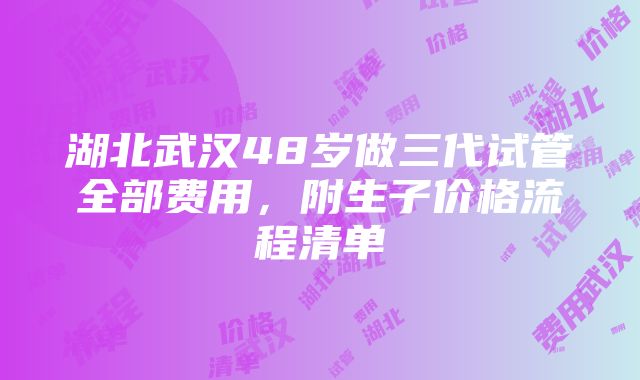 湖北武汉48岁做三代试管全部费用，附生子价格流程清单