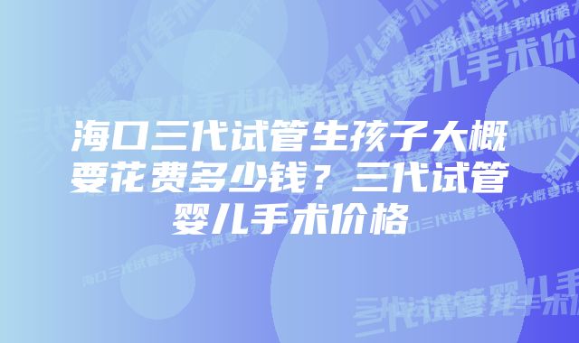 海口三代试管生孩子大概要花费多少钱？三代试管婴儿手术价格