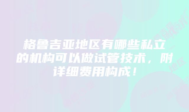 格鲁吉亚地区有哪些私立的机构可以做试管技术，附详细费用构成！