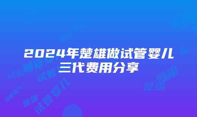 2024年楚雄做试管婴儿三代费用分享