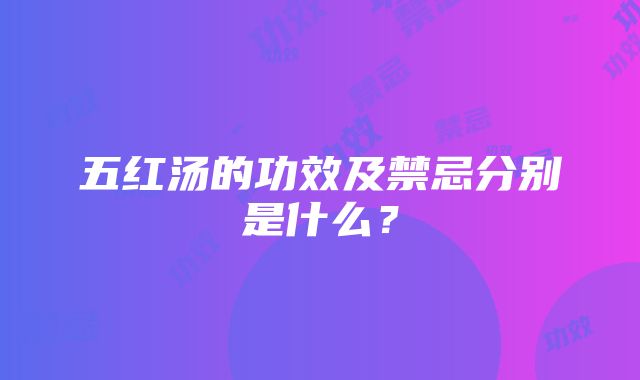 五红汤的功效及禁忌分别是什么？