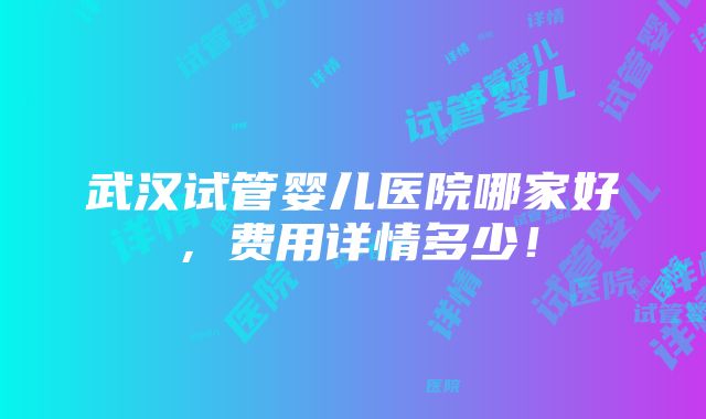 武汉试管婴儿医院哪家好，费用详情多少！