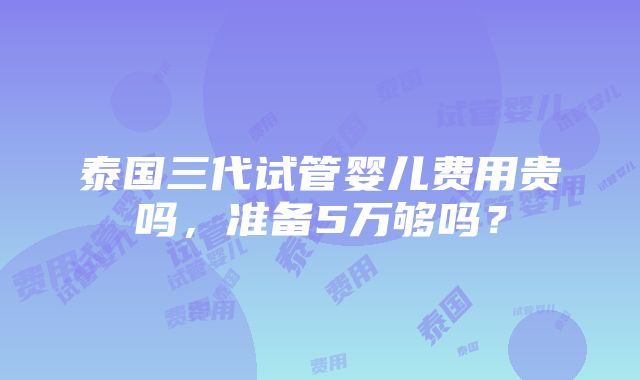 泰国三代试管婴儿费用贵吗，准备5万够吗？