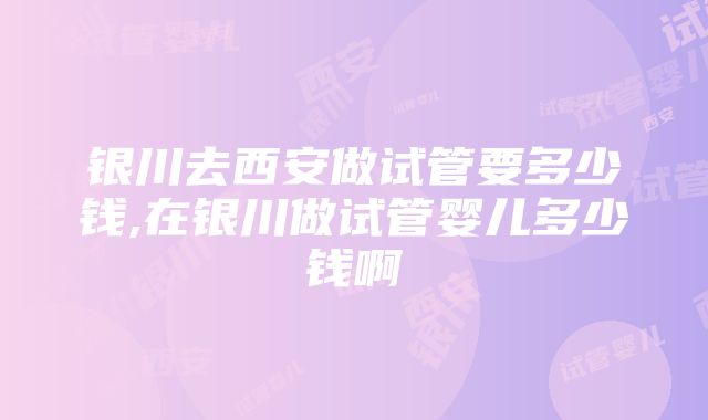 银川去西安做试管要多少钱,在银川做试管婴儿多少钱啊