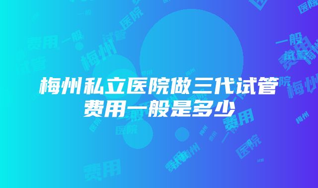 梅州私立医院做三代试管费用一般是多少