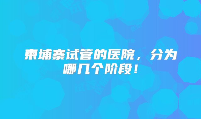 柬埔寨试管的医院，分为哪几个阶段！