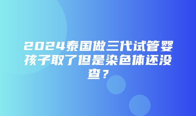 2024泰国做三代试管婴孩子取了但是染色体还没查？