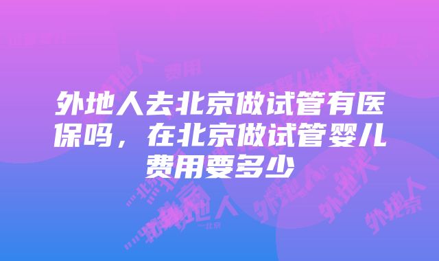 外地人去北京做试管有医保吗，在北京做试管婴儿费用要多少