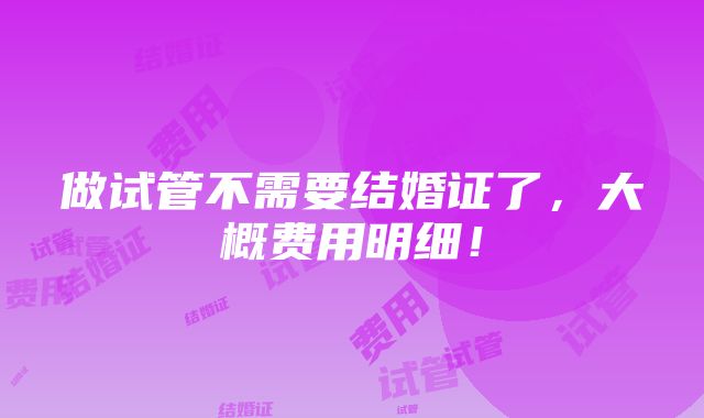 做试管不需要结婚证了，大概费用明细！