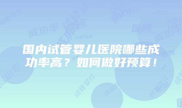 国内试管婴儿医院哪些成功率高？如何做好预算！