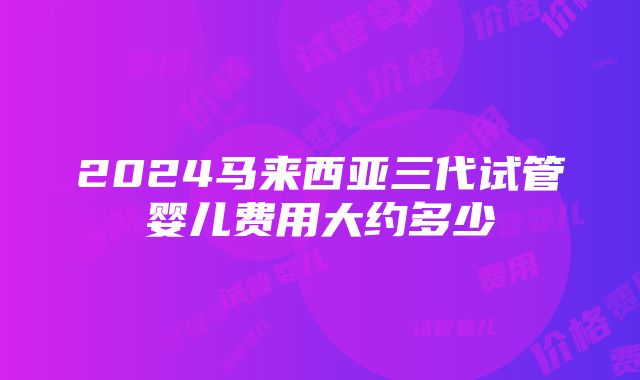 2024马来西亚三代试管婴儿费用大约多少