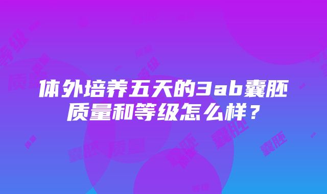 体外培养五天的3ab囊胚质量和等级怎么样？