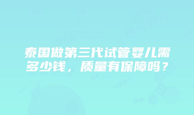 泰国做第三代试管婴儿需多少钱，质量有保障吗？