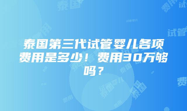 泰国第三代试管婴儿各项费用是多少！费用30万够吗？