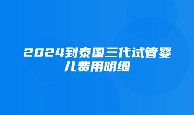 2024到泰国三代试管婴儿费用明细