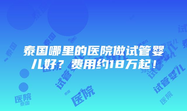 泰国哪里的医院做试管婴儿好？费用约18万起！