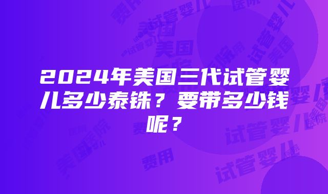 2024年美国三代试管婴儿多少泰铢？要带多少钱呢？