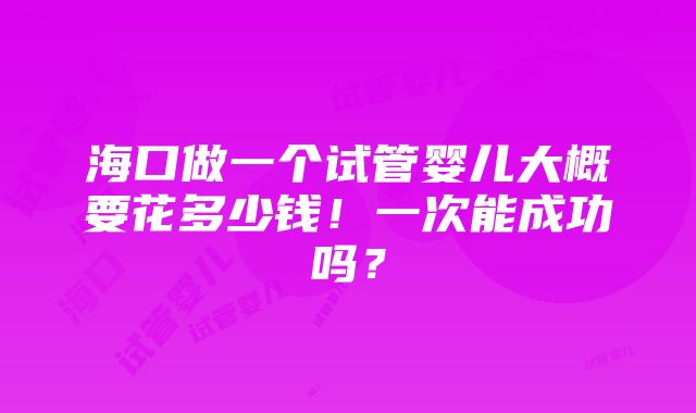 海口做一个试管婴儿大概要花多少钱！一次能成功吗？