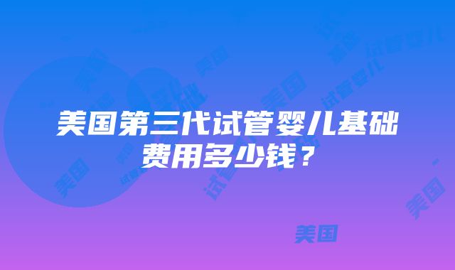 美国第三代试管婴儿基础费用多少钱？