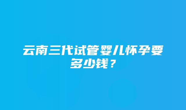 云南三代试管婴儿怀孕要多少钱？