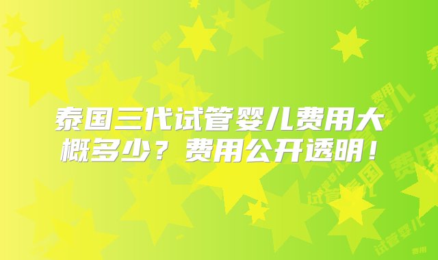 泰国三代试管婴儿费用大概多少？费用公开透明！