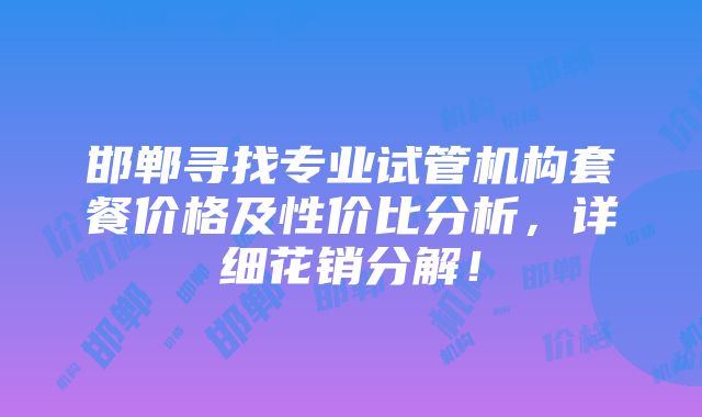 邯郸寻找专业试管机构套餐价格及性价比分析，详细花销分解！