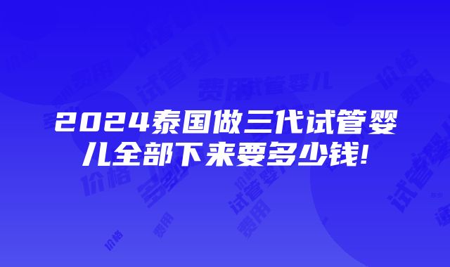 2024泰国做三代试管婴儿全部下来要多少钱!