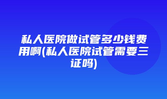 私人医院做试管多少钱费用啊(私人医院试管需要三证吗)