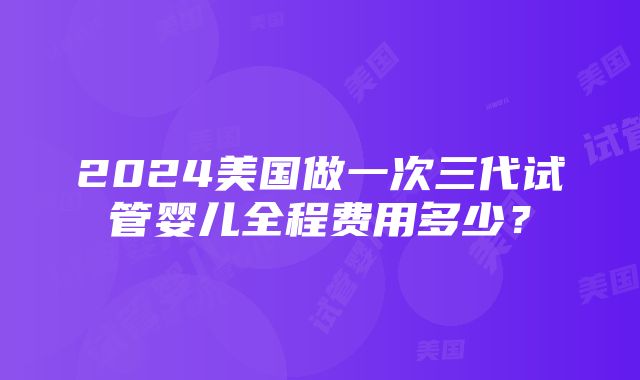 2024美国做一次三代试管婴儿全程费用多少？