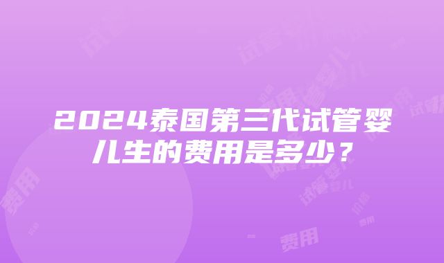 2024泰国第三代试管婴儿生的费用是多少？