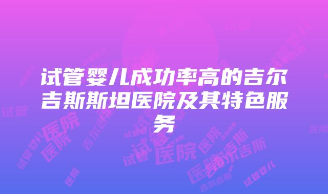 试管婴儿成功率高的吉尔吉斯斯坦医院及其特色服务