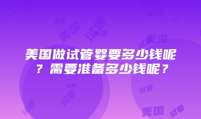 美国做试管婴要多少钱呢？需要准备多少钱呢？