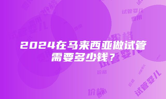 2024在马来西亚做试管需要多少钱？