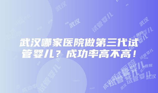 武汉哪家医院做第三代试管婴儿？成功率高不高！