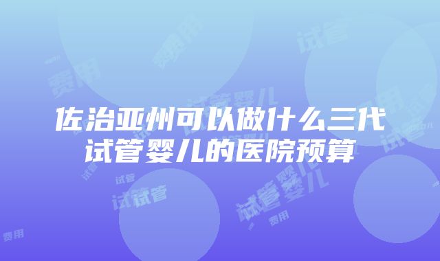 佐治亚州可以做什么三代试管婴儿的医院预算